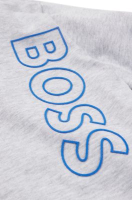 Maglia a maniche lunghe per bambini in cotone con logo verticale, Grigio chiaro