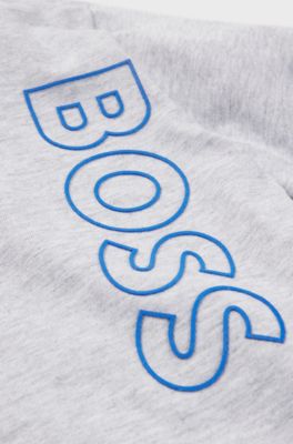 Kids' long-sleeved T-shirt in cotton with vertical logo, Light Grey