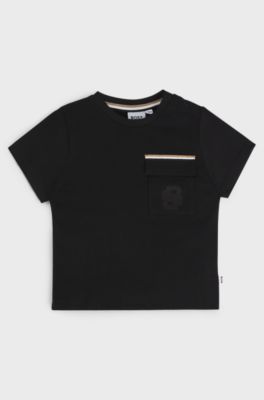 Kids' T-shirt in cotton with embroidered Double B monogram, Black