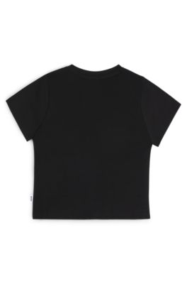 T-shirt per bambini in cotone con monogramma Double B ricamato, Nero