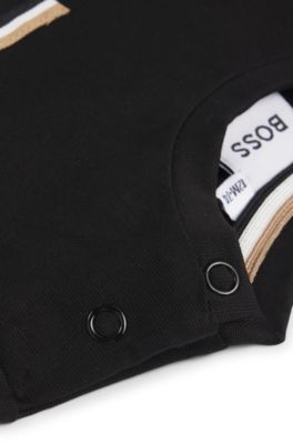 T-shirt per bambini in cotone con monogramma Double B ricamato, Nero