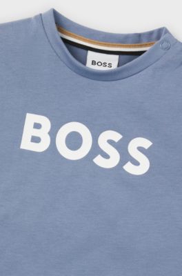 Kids' T-shirt in cotton with logo print, Blue