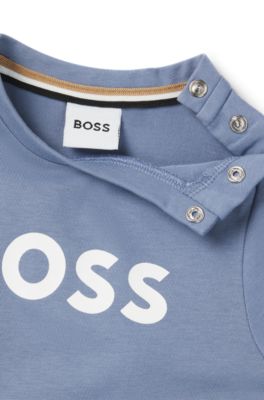 キッズ Tシャツ コットン ロゴプリント, ブルー