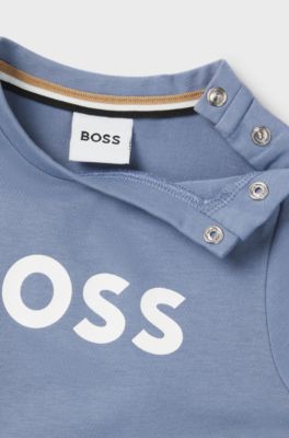 Kids' T-shirt in cotton with logo print, Blue