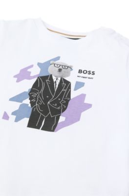 키즈 뉴 시즌 아트워크 코튼 티셔츠, 화이트