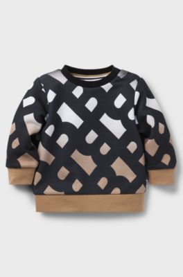 Kids' sweatshirt in cotton-blend fleece with degrad&eacute; monograms, Patterned
