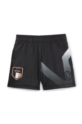 Kids' shorts in stretch fabric with degrad&eacute; artwork, Black