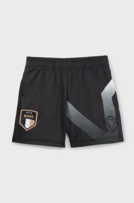 Kids' shorts in stretch fabric with degrad&eacute; artwork, Black