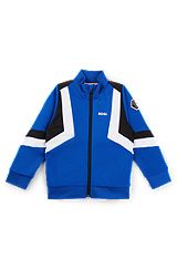 Kids' zip-up jacket with stripes and logo details, Blue
