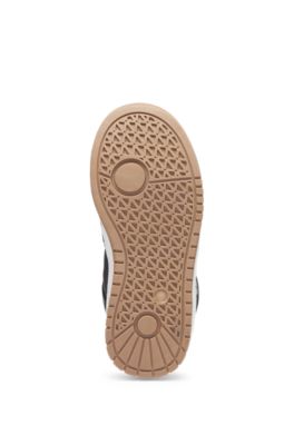 キッズ スニーカー ミックスマテリアル フェイクシアリング ライニング, ブラック