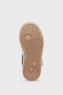 Kids' trainers in mixed materials with faux-shearling lining, Black