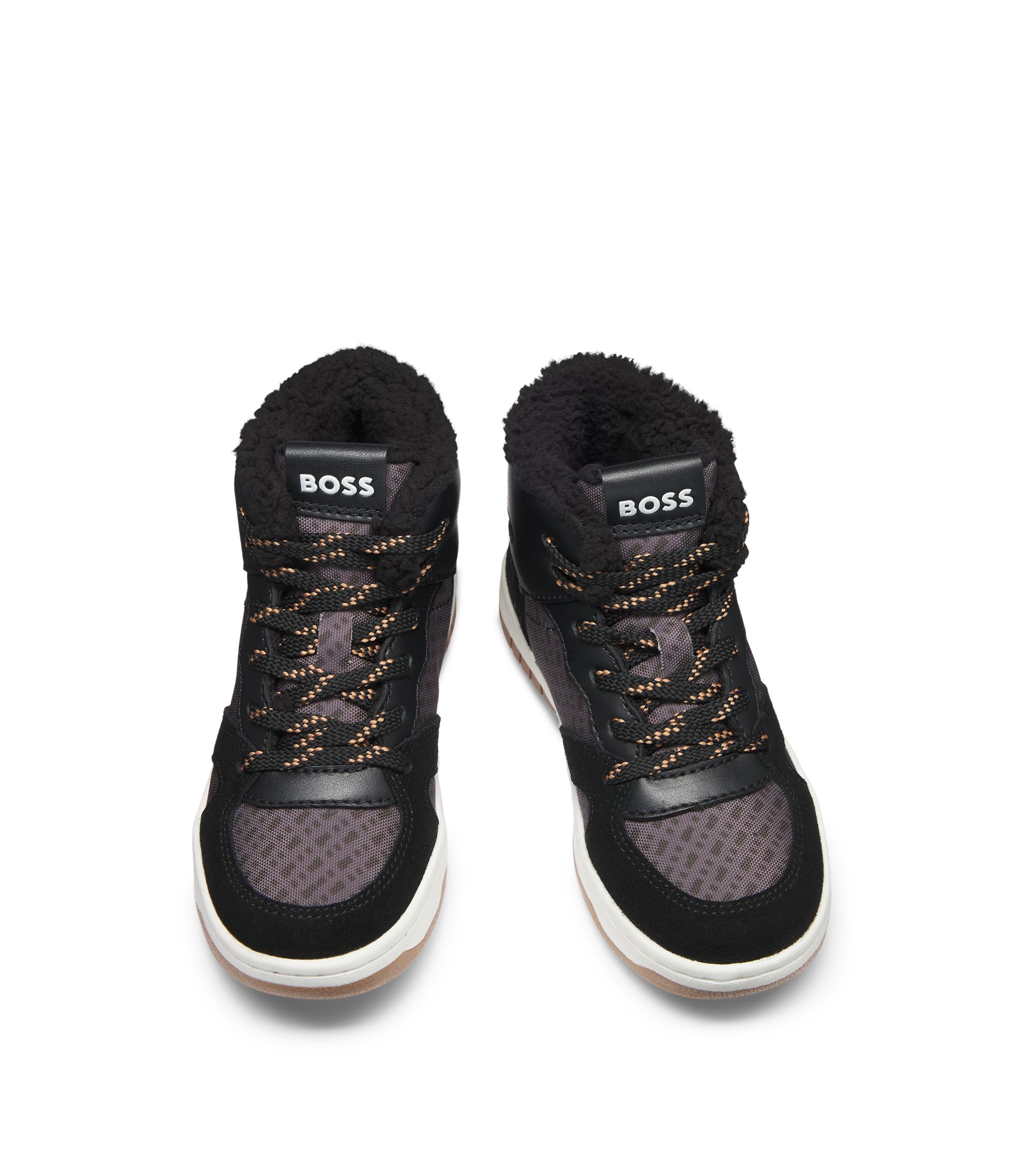 BOSS - Dziecięce sneakersy z mieszanki materiałów z