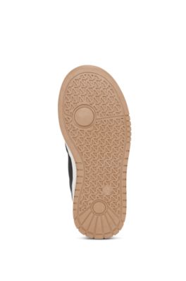 Kids' trainers in mixed materials with logo details, Black