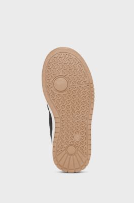 Kids' trainers in mixed materials with logo details, Black