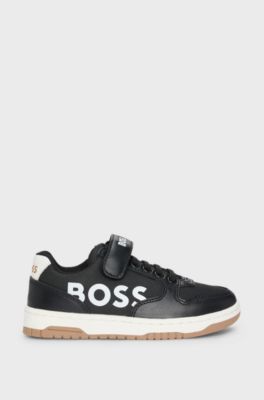 Sneakers per bambini in materiali misti con logo, Nero