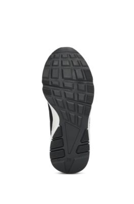 Kids' logo-print trainers in leather and mesh, Black