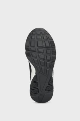 Sneakers per bambini in pelle e mesh con logo stampato, Nero