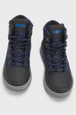 Kids' water-repellent boots with faux-shearling lining, Dark Blue