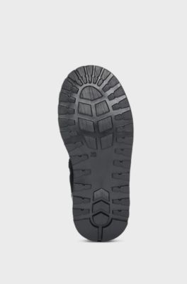 Kids' boots in leather with faux-shearling lining, Black