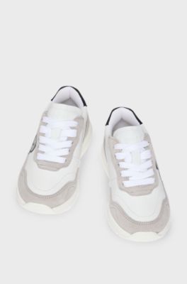 Kids' trainers in leather with Double B monogram, White