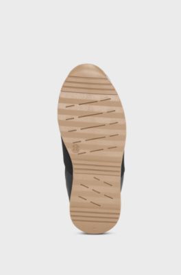 Kids' trainers in leather and mesh with logo elastic, Black