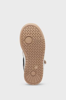Sneakers high-top per bambini in pelle e tela, Marrone