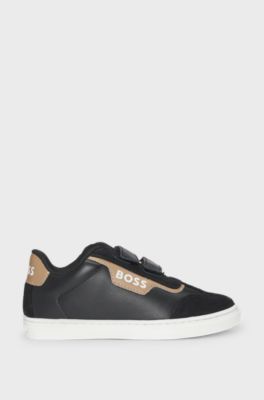 Kids' trainers in leather and mesh, Black