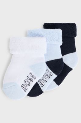 Baby three-pack of socks with branded soles, Blue