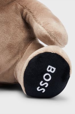 Panda rosso per neonati in pelliccia sintetica con logo, Marrone