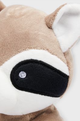 Panda rosso per neonati in pelliccia sintetica con logo, Marrone