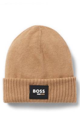 Kids' beanie hat with silicone logo label