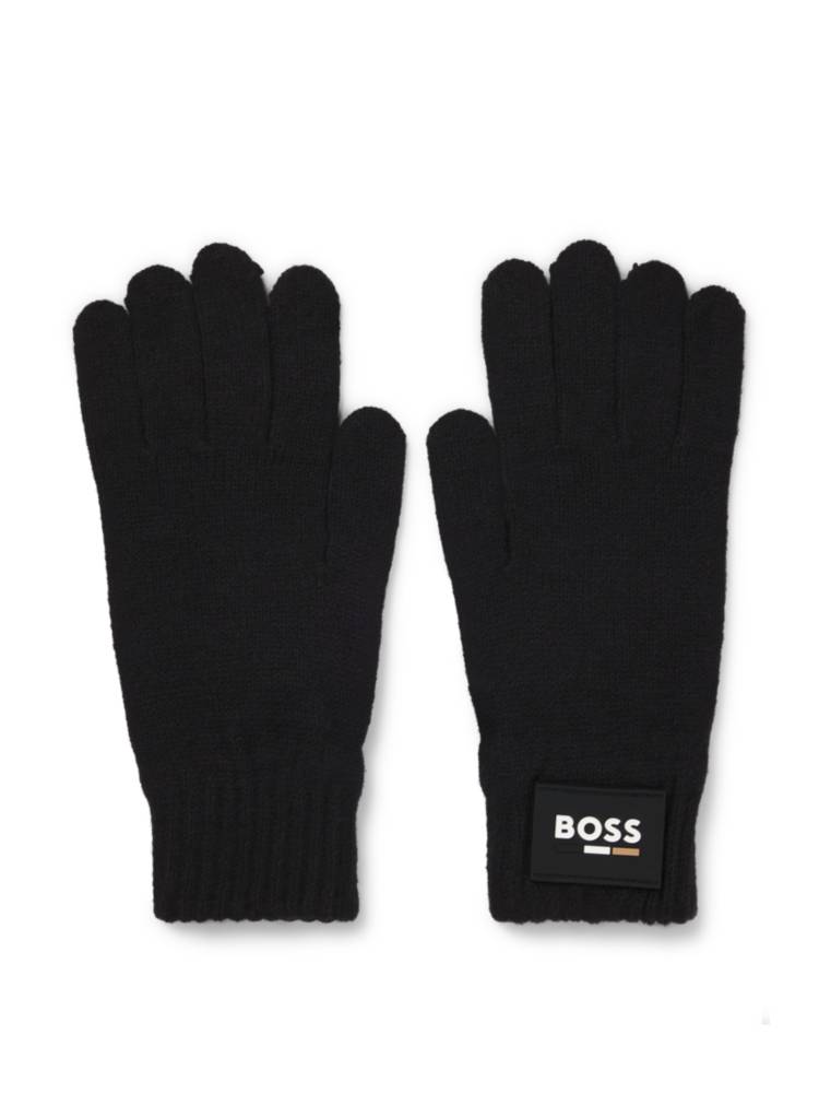 Artikel klicken und genauer betrachten! - Great for keeping little fingers warm, these BOSS Kidswear gloves are blended with cotton and wool. Rubberised logo patch. Stretchy ribbed trims. | im Online Shop kaufen