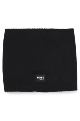 Kids' snood with silicone logo badge, Black