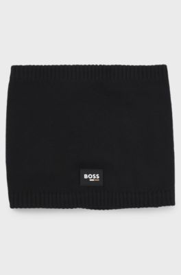Kids' snood with silicone logo badge, Black