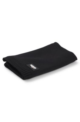 Kids' snood with silicone logo badge, Black