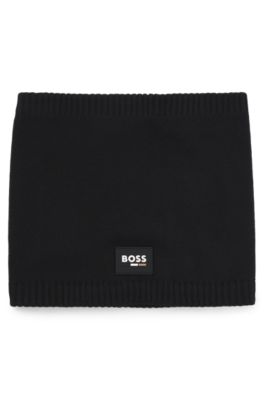 Kids' snood with silicone logo badge, Black