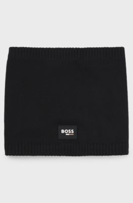 Kids' snood with silicone logo badge, Black