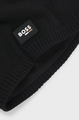 Kids' snood with silicone logo badge, Black