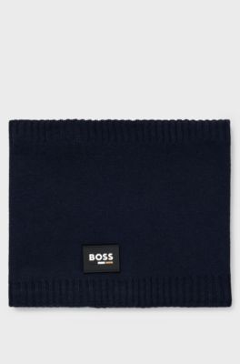 Kids' snood with silicone logo badge, Dark Blue