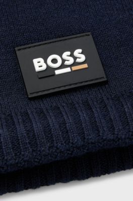 Kids' snood with silicone logo badge, Dark Blue