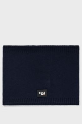 Kids' snood with silicone logo badge, Black