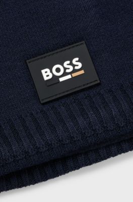 Kids' snood with silicone logo badge, Black