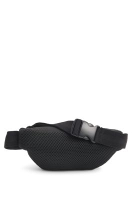 Kids' belt bag in grained fabric and canvas, Black