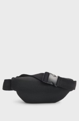 Kids' belt bag in grained fabric and canvas, Black