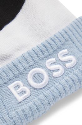 Kids' multicoloured beanie hat with pom pom, Blue