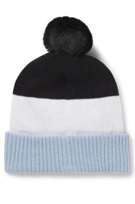 Kids' multicoloured beanie hat with pom pom, Blue