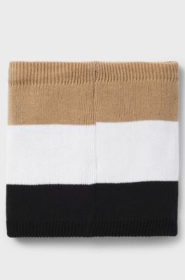 Kids' snood with signature stripes and embroidered logo, Patterned