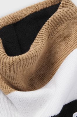 Kids' snood with signature stripes and embroidered logo, Patterned
