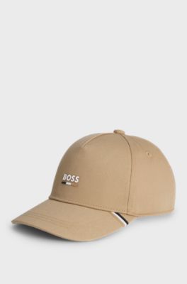 Kids' cap with signature stripes and logo print, Brown