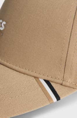 Kids' cap with signature stripes and logo print, Brown